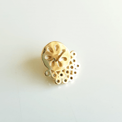 Brinco pérola botão com zircônias - shell 15mm 