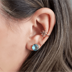 #Fake piercing estrela cadente com zircônias coloridas - banhado a ouro - peça individual 