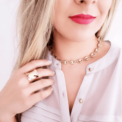 Colar de corrente elos Gucci - banhado a ouro  