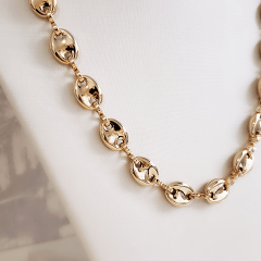  Colar de corrente elos Gucci - banhado a ouro  
