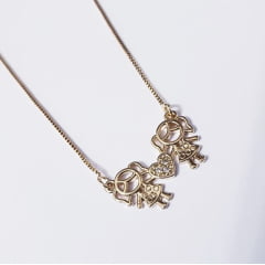 Colar com pingente coração  de zircônia meninas1 - banhado a ouro 
