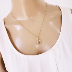 #Colar com pingente da árvore da vida com zircônias white 2- banhado a ouro