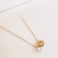 #Colar com pingente de coração e medalha (menino) - banhado a ouro