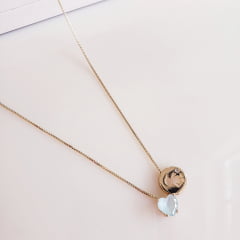 #Colar com pingente de coração e medalha (menino) - banhado a ouro