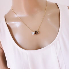 #Colar com pingente de coração e medalha (menino) - banhado a ouro