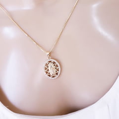 #Colar com pingente de Nossa Senhora de Fátima 1 - banhado a ouro