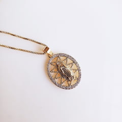 #Colar com pingente de Nossa Senhora de Fátima 1 - banhado a ouro