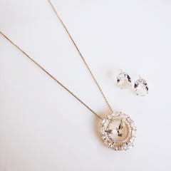 #Colar com pingente o espírito santo zircônias - banhado a ouro 