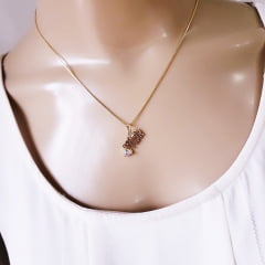 #Colar corrente veneziana com pingente mãe - banhado a ouro   
