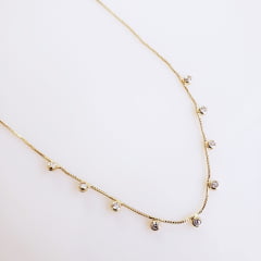 #Colar Delicatta curto detalhes em zircônias 1 - banhado a ouro 