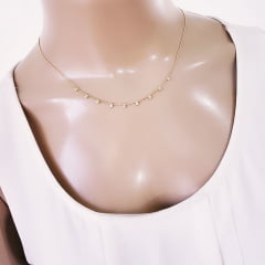 #Colar Delicatta curto detalhes em zircônias 1 - banhado a ouro 