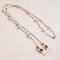 #Corrente para óculos com pérolas - banhado a ouro     