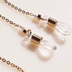 #Corrente para óculos com pérolas - banhado a ouro     