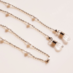 #Corrente para óculos com pérolas - banhado a ouro     