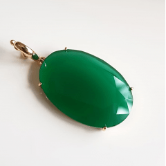 1-Pingente cristal verde esmeralda oval - Classic 