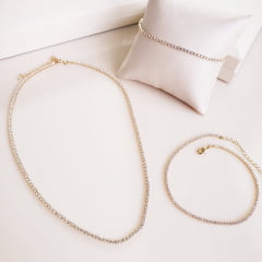 Pulseira de corrente Riviera - banhada a ouro
