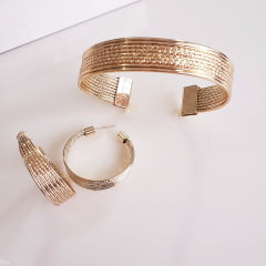 Bracelete cm detalhes frisados - dourado  