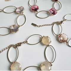 #Pulseira de elos com cristais rosa claro