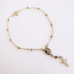Pulseira terço - banhada a ouro