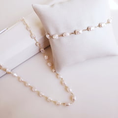 Pulseiras de pérolas  - banhado a ouro