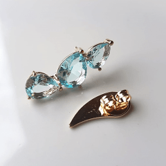 Conjunto colar e brinco de cristal azul aquamarine 1