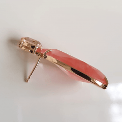 Conjunto colar e brinco de cristal gota cherry - banhado a ouro