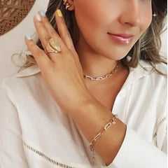 Conjunto corrente cartier dourada - colar e pulseira 