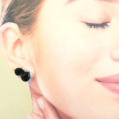 #Conjunto Daily - pedra cristal preto ônix e zircônias - colar curto e brinco -1