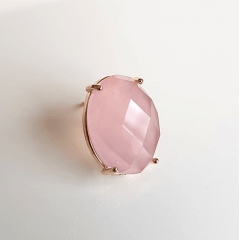 Conjunto Daily quartzo rosa oval - colar + brinco