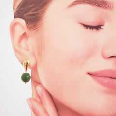 Conjunto Resort de pedras naturais Jaspe verde - banhado a ouro  