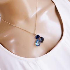#Conjunto colar + brinco com cristais multicolor - banhado a ouro    