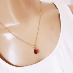 #Conjunto colar + brinco com cristais rosa turmalina - banhado a ouro 1