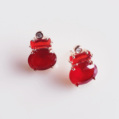 #Conjunto colar + brinco com cristais vermelho rubi- banhado a ouro 1 