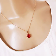 #Conjunto colar + brinco com cristais vermelho rubi- banhado a ouro 1 