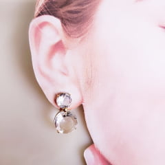 #Conjunto colar + brinco com cristais white - banhado  ouro     