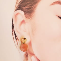 #Conjunto Colar + brinco com cristal cherry e rosa - banhado a ouro