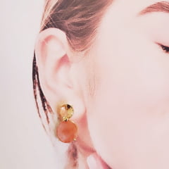 #Conjunto Colar + brinco com cristal cherry e rosa - banhado a ouro