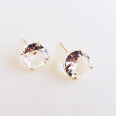 #Conjunto colar + brinco com cristal white e relicário - banhado a ouro    
