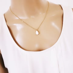 #Conjunto colar + brinco com madrepérola -1 banhado  ouro   