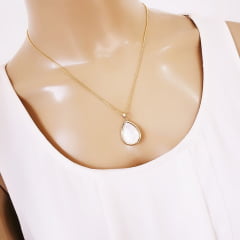 #Conjunto colar + brinco com madrepérola - banhado  ouro  