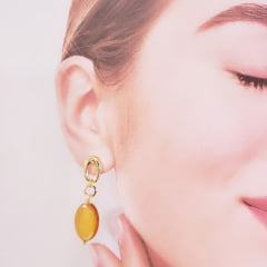 #Conjunto colar + brinco com madrepérola dourada 1 - banhado a ouro  