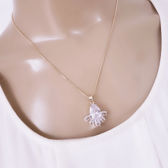 #Conjunto colar + brinco com zircônias 1- banhado a ouro 