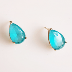 *Conjunto colar + brinco verde fusion - banhado a ouro     