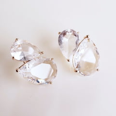 #Conjunto cristal white  - colar curto e brinco