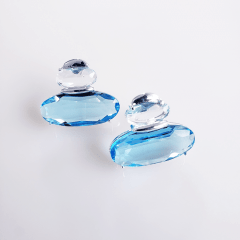 Brinco com cristal azul aquamarine  2 - banhado a prata