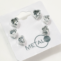 Trio de brincos ponto de luz - modelo corações - banhado a prata    